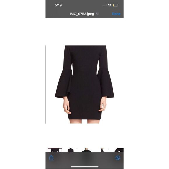 Milly Women's V-Neck Bell Sleeve Keyhole Back Fully Lined Shift Dress Black Sz 6 - Picture 2 of 11